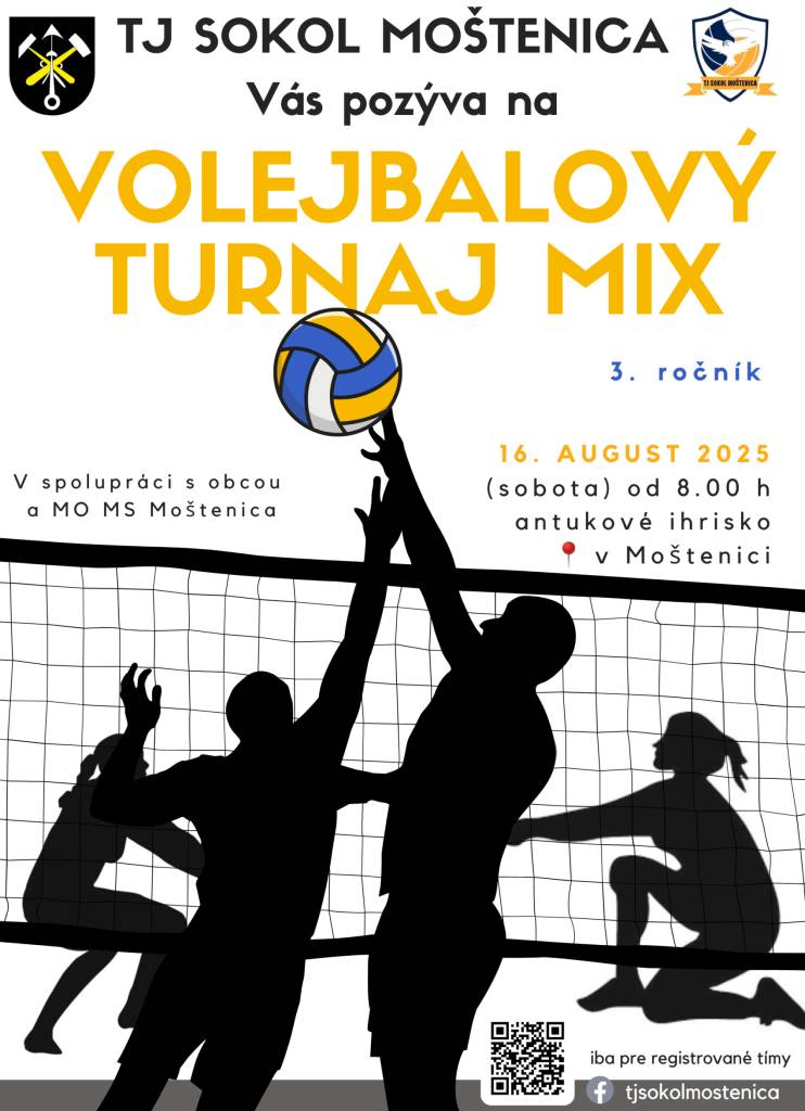 TJ Sokol Moštenica pozýva 16.8.2025, od 8.00 hod. v Moštenici