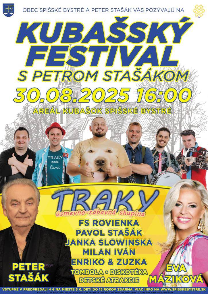 Obec Spišské Bystré a Peter Stašák Vás pozývajú na Kubašský festival 30.08.2025 16:00.