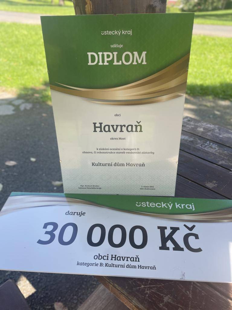 Vážení občané,  s radostí Vám oznamujeme, že dne 2. srpna 2025 proběhlo slavnostní předávání ocenění v krajské soutěži Vesnice roku 2025.