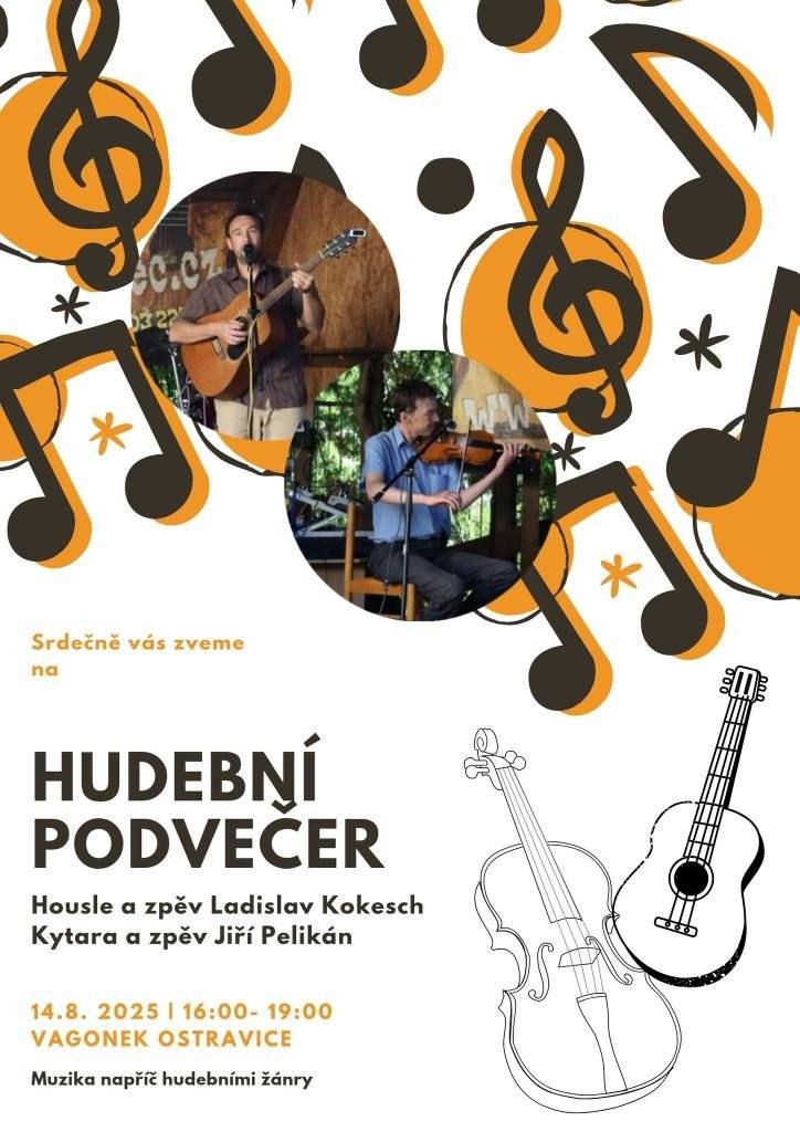 Vážení občané, zveme Vás na Hudební podvečer ve Vagonku na Ostravici ve čtvrtek 14.8. od 16 h.