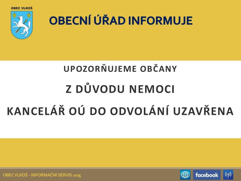 Upozorňujeme občany a děkujeme za pochopení.