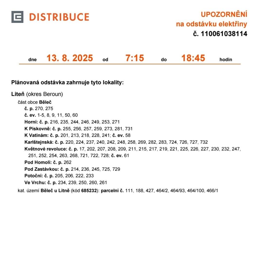 Více informací v přiloženém letáčku.