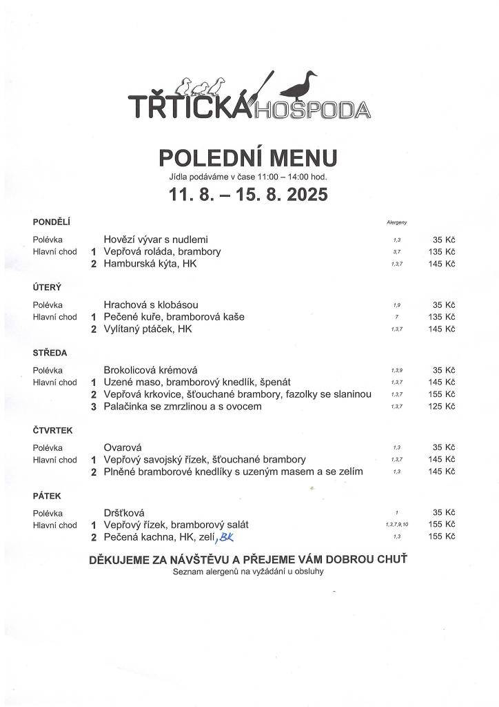 ≈ Polední menu 11:00 - 14:00