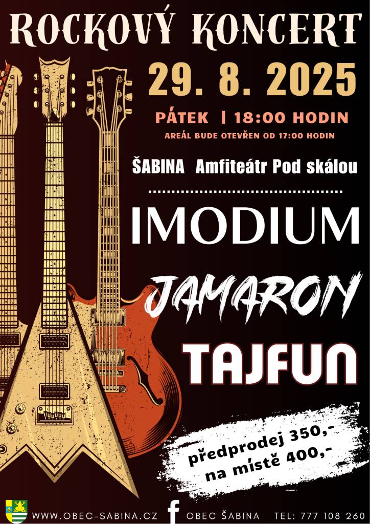 Hrají kapely IMODIUM, JAMARON a TAJFUN.