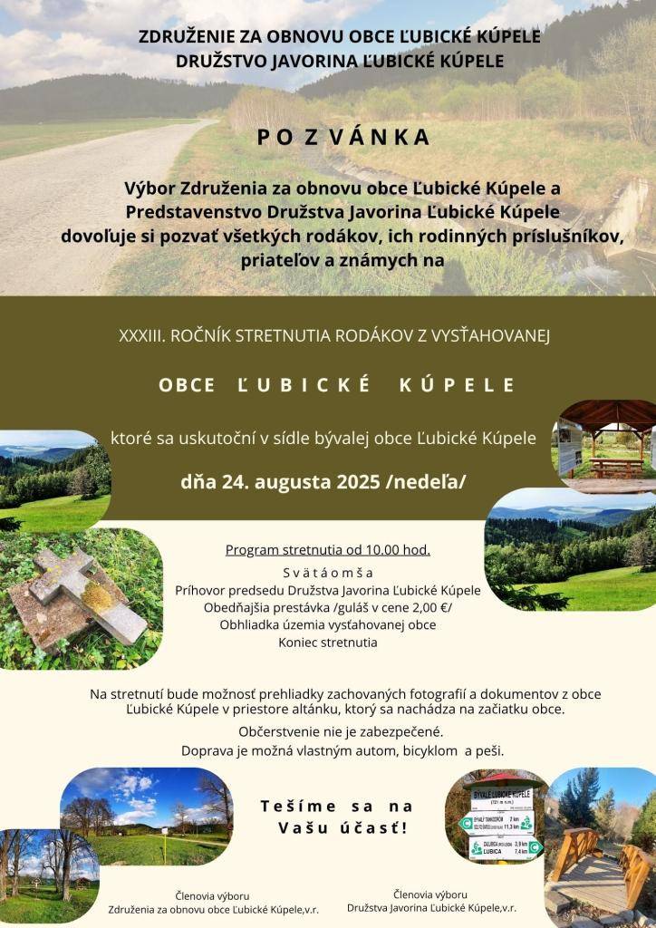Pozvánka - Ľubické Kúpele