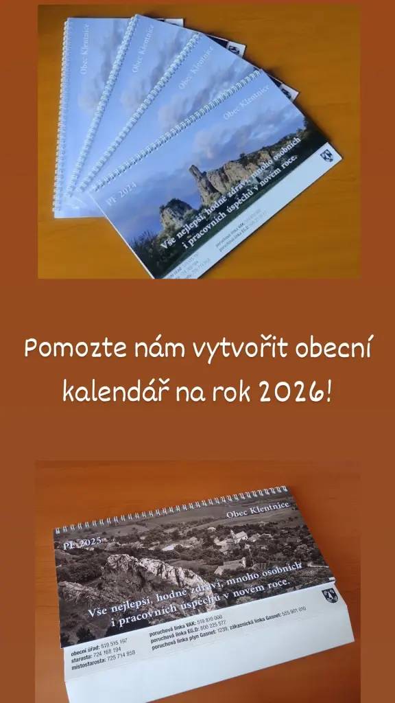 Pomozte nám vytvořit obecní kalendář na rok 2026 i pomocí vašich fotografií.