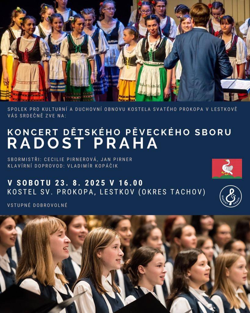 Koncert dětského pěveckého sboru Radost Praha  Dne: 23.8.2025 v 16:00 hodin  vstupné dobrovolné
