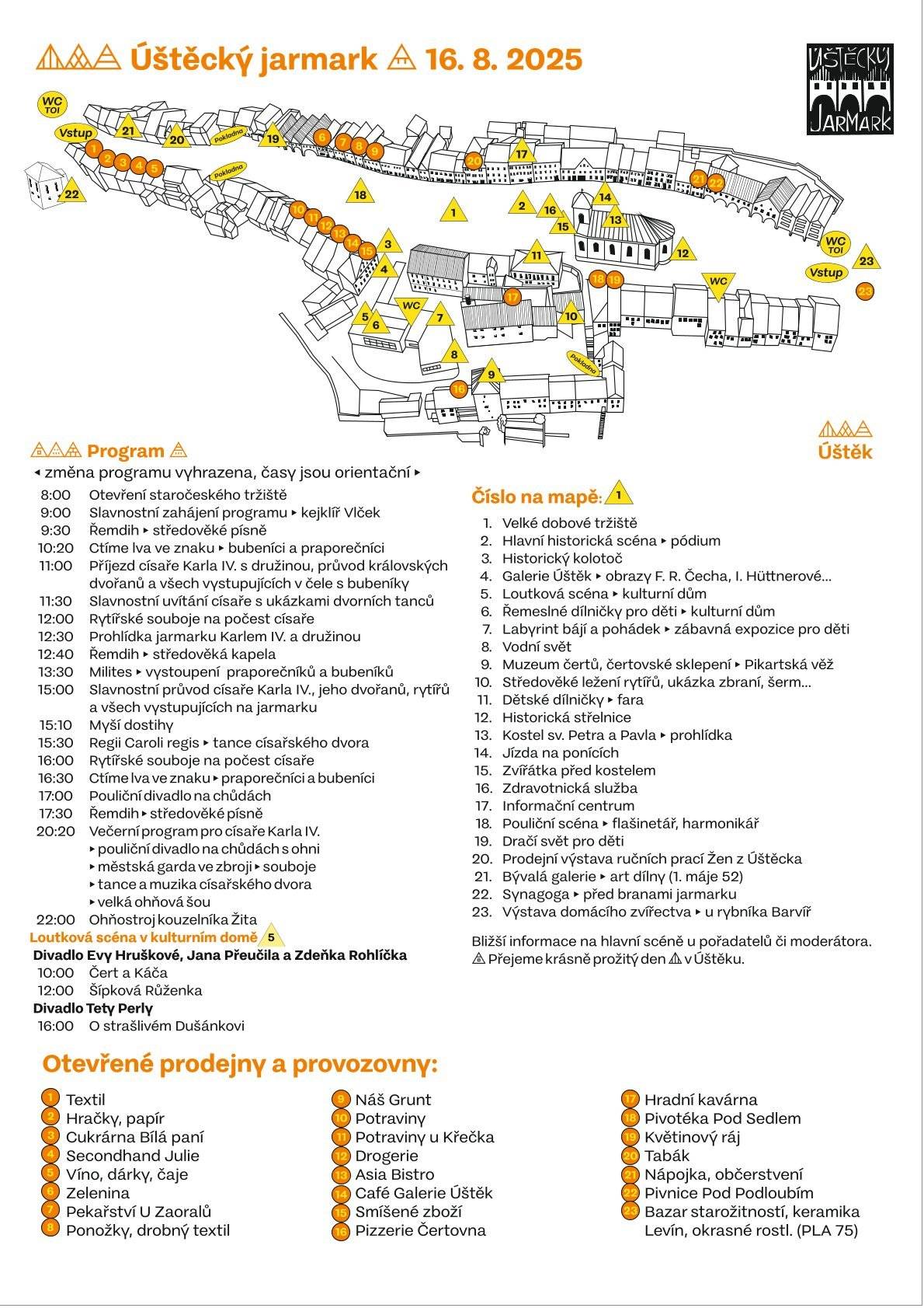 Zveme vás tuto sobotu 16.8. od 8-22 hodin na náměstí v Úštěku na Úštěcký historický jarmark s návštěvou císaře a českého krále Karla IV.