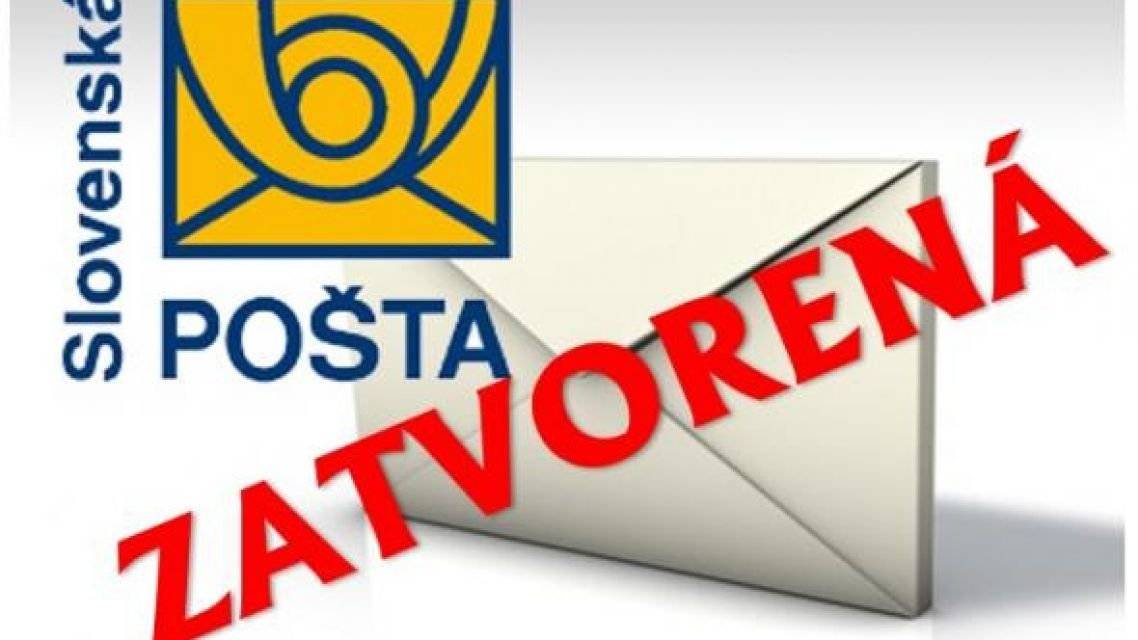 Vážení občania, Slovenská pošta oznamuje, že dňa 15.08.2025 bude zatvorená.