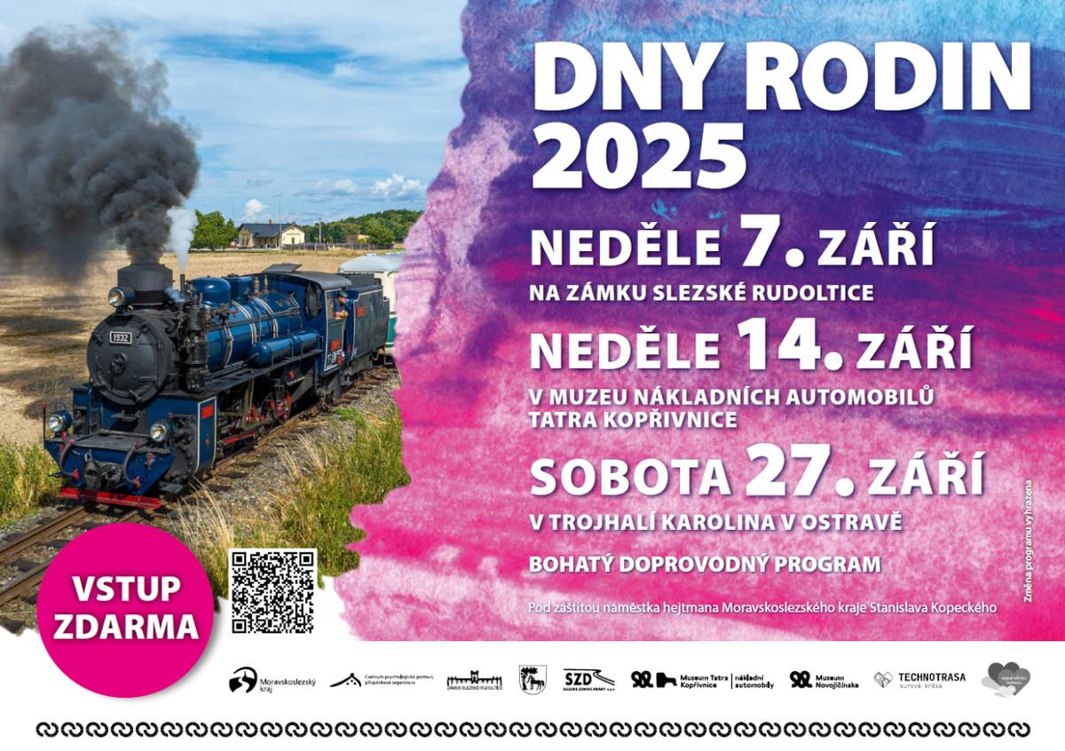 Moravskoslezský kraj zve rodiny na Dny rodin, které se uskuteční v září 2025 na třech místech. Akce nabídne zábavu a informace o péči o děti a blízké.