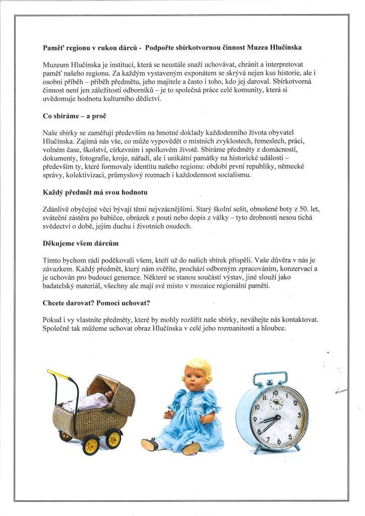 Muzeum Hlučínska - podpořte sbírkotvornou činnost