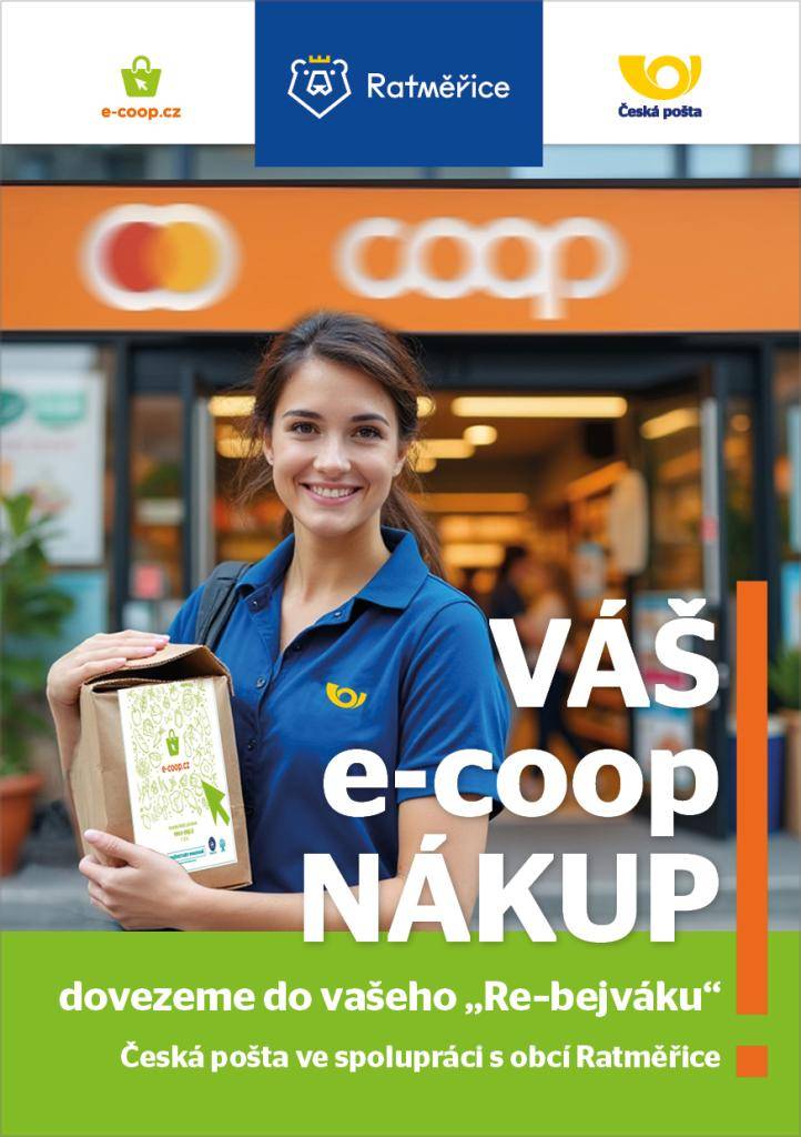 Stačí přijít do Rebejváku, spolu doručovatelkou si objednat svůj nákup v e-COOPu a další den už ho budete mít v Ratměřicích.   Měli byste od podzimu 2025 zájem o tuto službu? Tak to dejte vedení obce jakkoliv vědět: osobně, nebo třeba na mail. Děkujeme za spolupráci