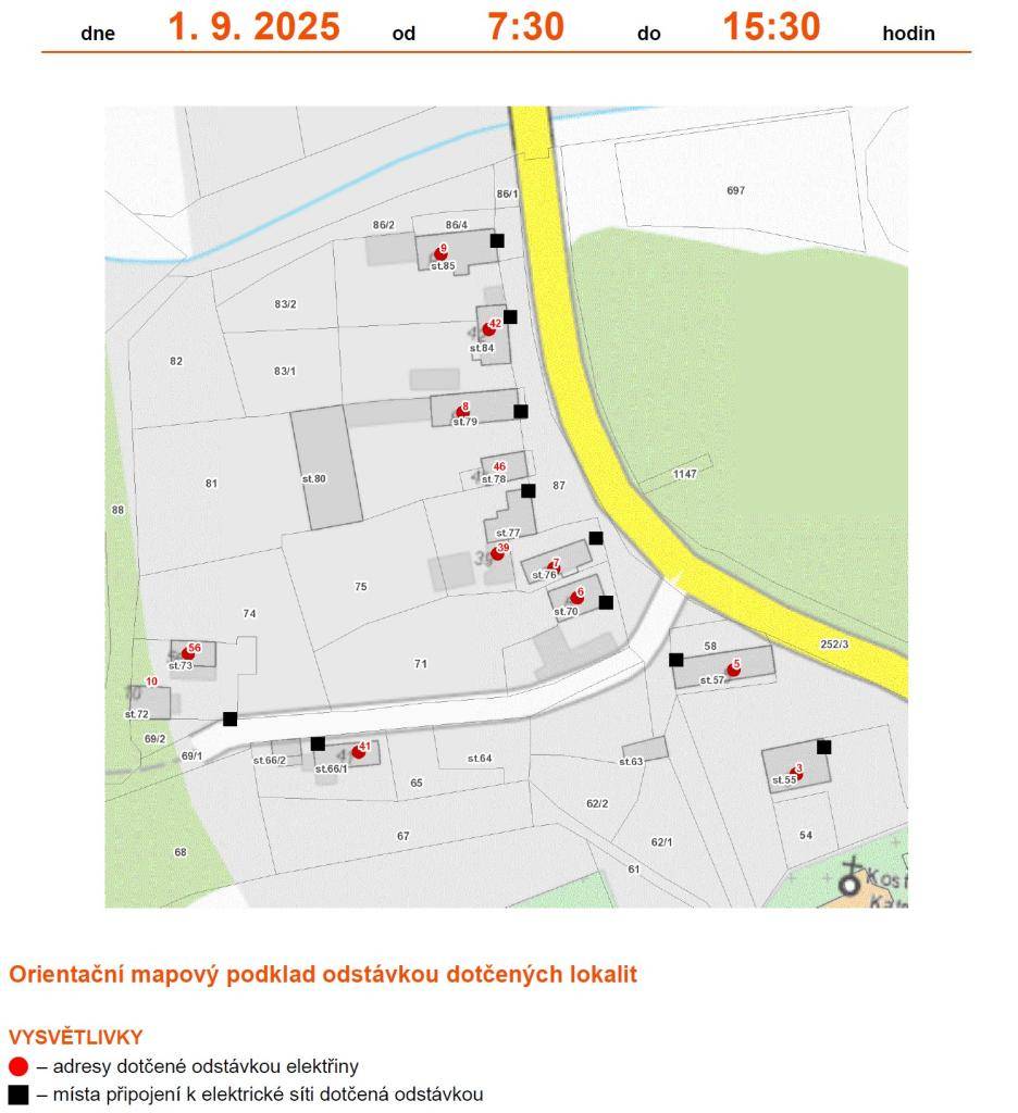 Dne 1.9.2025 od 7:30 do 15:30 hodin bude plánovaná odstávka v obci Kněžice.
