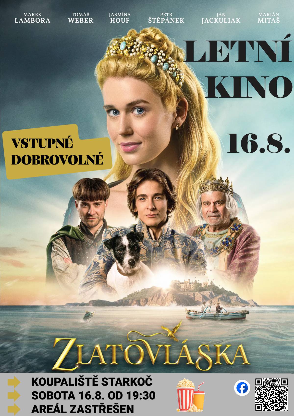 Letní kino pro děti, sobota 16.8.2025 od 19,30 hodin na koupališti ve Starkoči