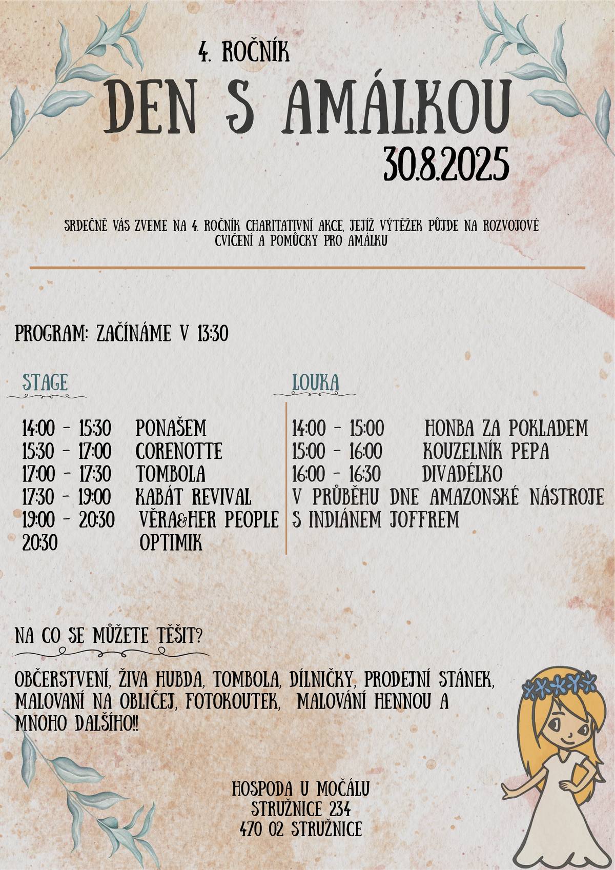 4. ročník charitativní akce pro Amálku, jejíž výtěžek půjde na rozvojové cvičení a pomůcky.