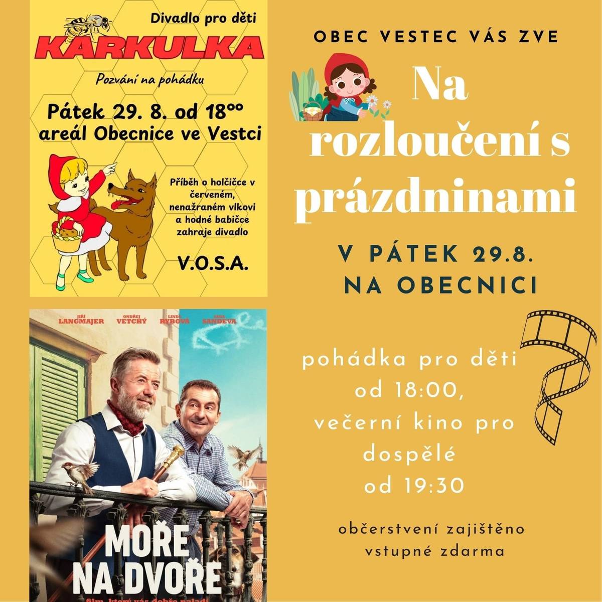 V pátek 29. 8. 2025 od 18 hodin na místní Obecnici.