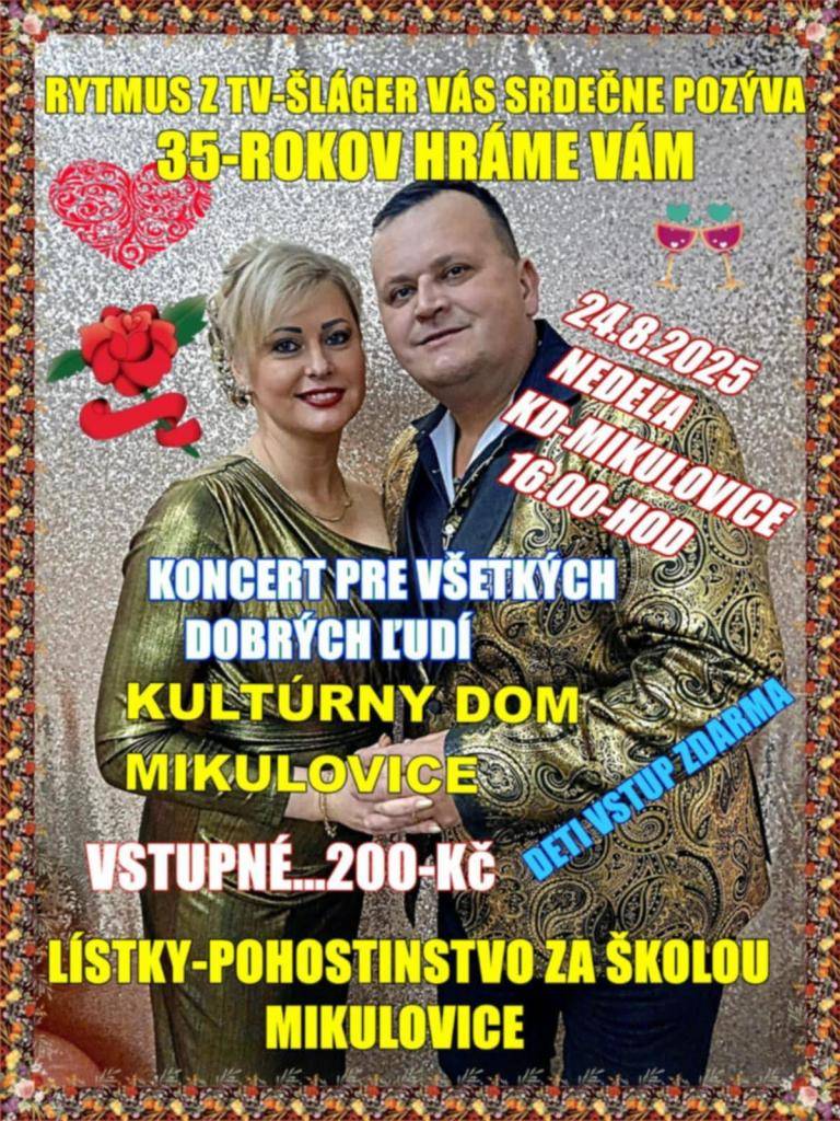 Koncert pro všechny dobré lidi - Rytmus z TV Šlágr v KD Mikulovice 24.8.2025