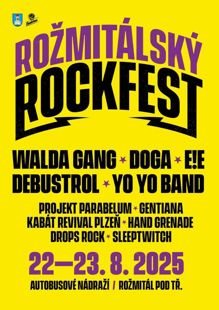 Ve dnech 22. a 23. srpna se bude konat na parkovišti u autobusového nádraží v Rožmitále pod Třemšínem Rožmitálský rockfest.