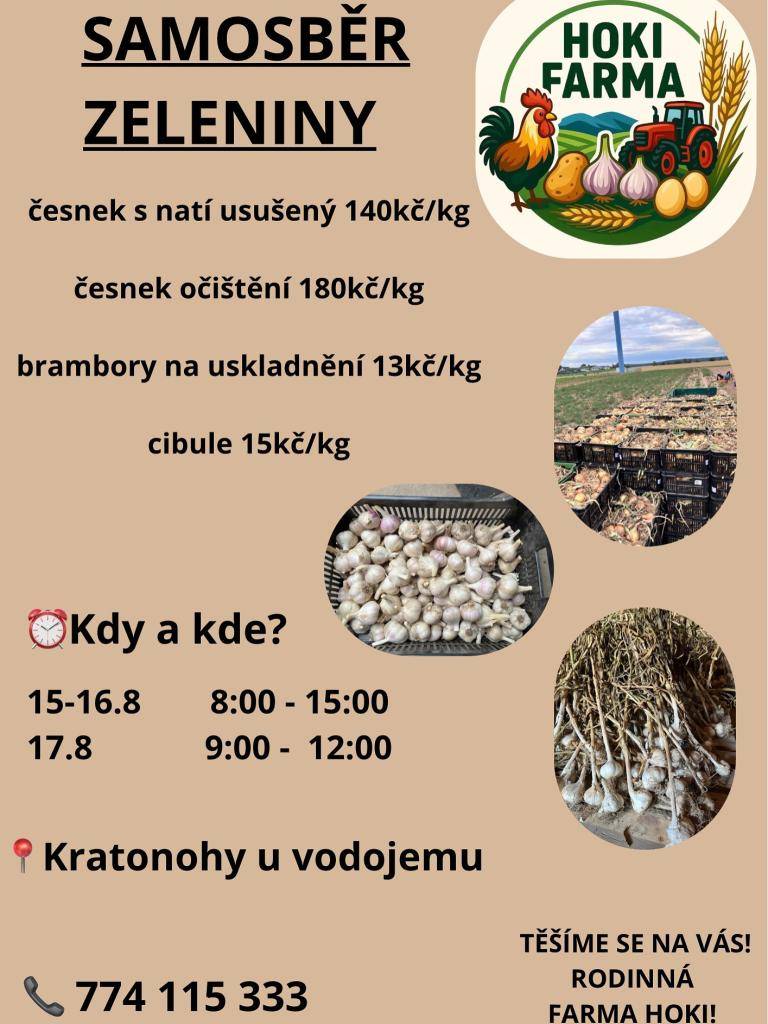 Samosběr zeleniny v Krátonohách. Bližší informace v letáku.