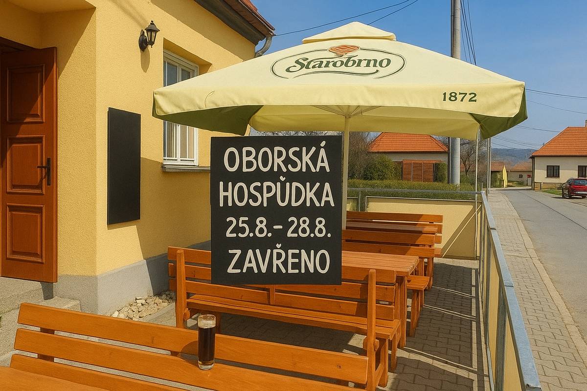 Oborská hospůdka oznamuje, že od 25.8. do 28.8.2025 bude hospůdka uzavřena. Otevřeno bude opět od pátku 29.8.2025. Paní hostinská děkuje za pochopení.