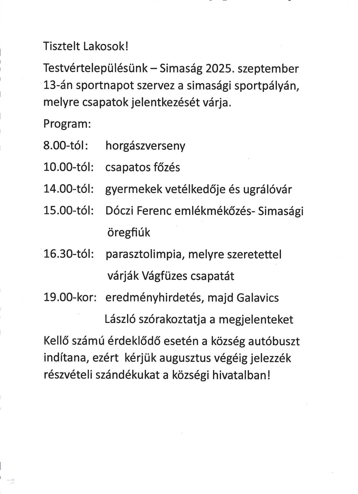 SIMASÁG testvértelepülés