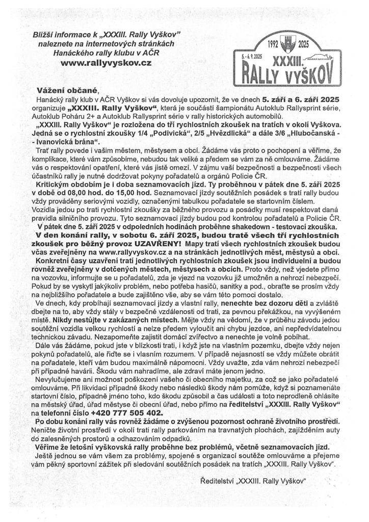 Rally 2025   Sobota 5. září