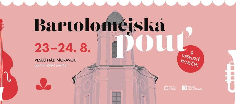 Srdečně vás zveme na tradiční Bartolomějskou pouť, která oživí Veselí nad Moravou o víkendu 23. a 24. srpna! Čeká vás pestrý jarmark, bohatý kulturní program, duchovní zastavení i hudební večer pod širým nebem. Pouť bude zahájena na Bartolomějském námětí v sobotu v 10 hodin otevřením jarmarku, který bude po celý den doprovázen hudebními vystoupeními dechových hudeb.  Od 14:30 začne hlavní program s názvem „Veselský ryneček“, ve kterém se představí dechový orchestr místní ZUŠ, dále dechové hudby Bludověnka z lázeňského města Bludov na Šumpersku, Šohajka z Dolních Bojanovic v krásných podlužických krojích a věhlasná Boršičanka Antonína Koníčka. V 19 hodin se uskuteční v kostele sv. Bartoloměje koncert „Na křídlech baroka a klasicismu" v podání hudebního souboru "Viennese Tuning Times“, který se specializuje na interpretaci barokní a klasicistní hudby s využitím dobových nástrojů jako je violon, což umožňuje slyšet hudbu v její původní podobě tak, jak byla zkomponována. Hostem tohoto uměleckého tělesa bude zkušený operní sólista Giordano Farina. Zazní skladby Händela, Vivaldiho či Monteverdiho.  V nedalekém areálu Komár music garden zajistí kapela Artemis od 20 hod. kvalitní rockovou hudbu nejen k poslechu, ale i k tanci.  V neděli v 10 hodin bude v kostele sv. Bartoloměje sloužena slavnostní mše svatá. Po jejím skončení před kostelem zahraje cimbálová muzika Fraj a zazpívá Veselský mužský sbor. Program na víkend je pestrý a každý si přijde na své! Jste srdečně zváni!