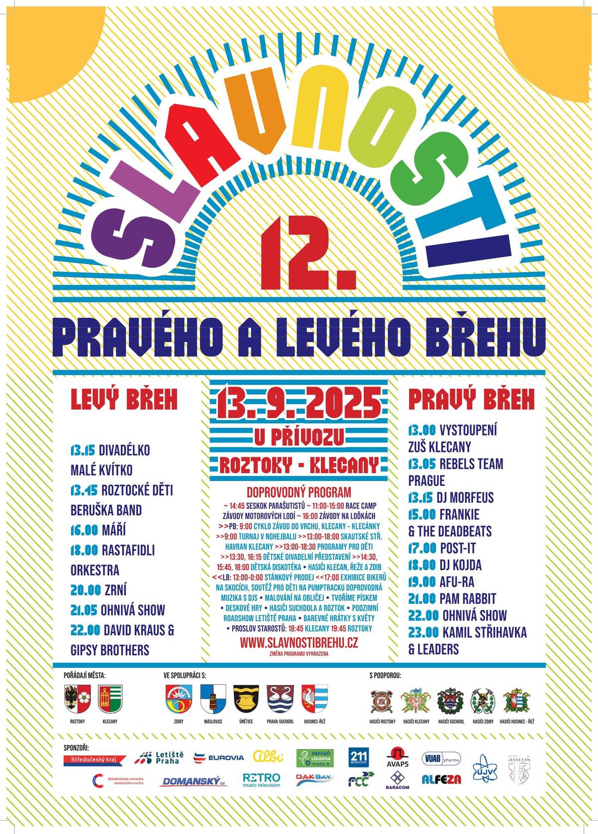 Srdečně Vás zveme na tradiční Slavnosti pravého a levého břehu, 13.9.2025 v přívozu Roztoky-Klecánky.  Tým OÚ