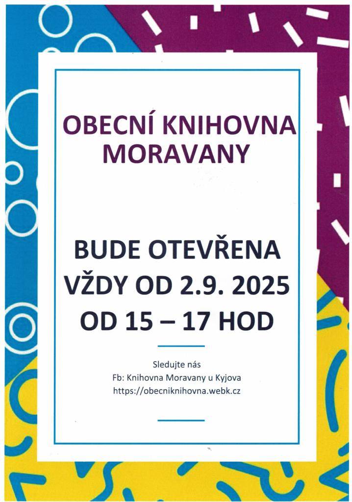 Od 2.9.2025 dochází ke změně otevírací doby místní knihovny.