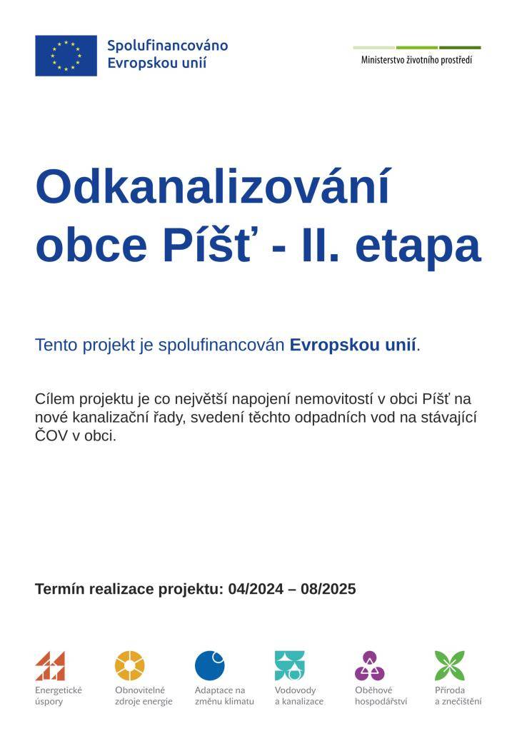 Odkanalizování obce Píšť - II. etapa