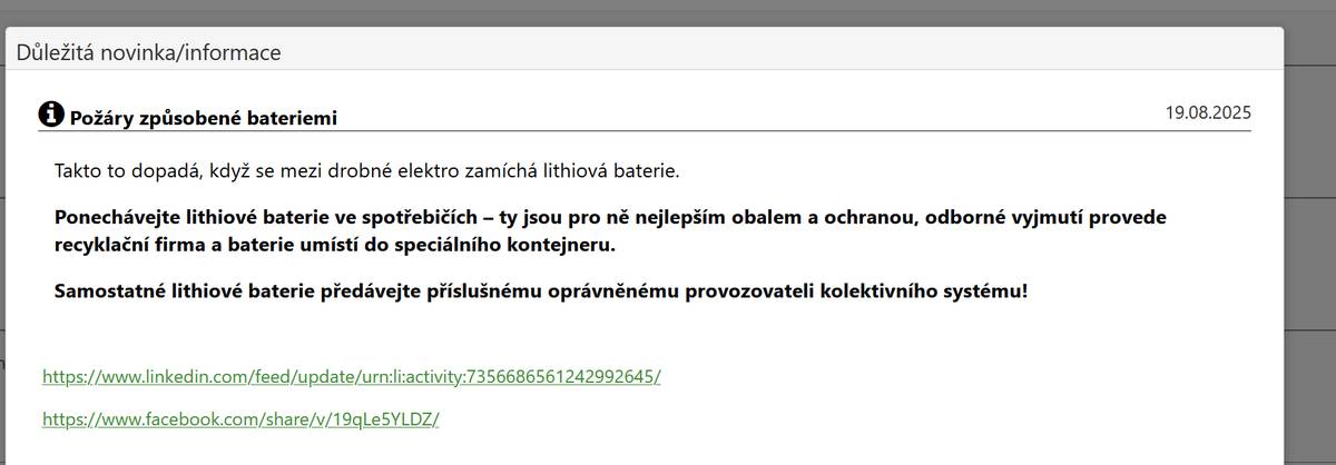 Při recyklaci ponechávejte lithiové baterie ve spotřebičích – ty jsou pro ně nejlepším obalem a ochranou, odborné vyjmutí provede recyklační firma a baterie umístí do speciálního kontejneru. Sníží se tak riziko zkratu a případného požáru. Děkujeme. (4) Takto to dopadá, když se mezi drobné... - Zaostřeno na elektro | Facebook