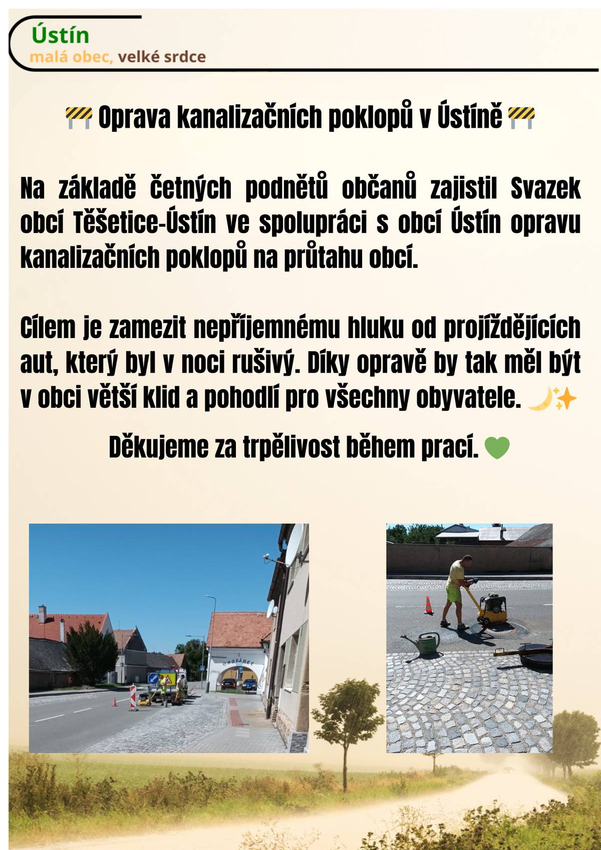 Kanalizační poklopy opraveny.