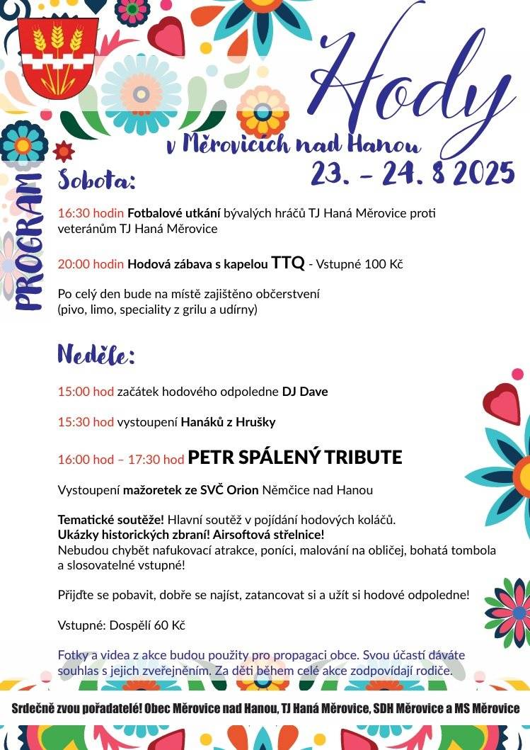 Hody v Měrovicích nad Hanou dne 23.8.-24.8.2025