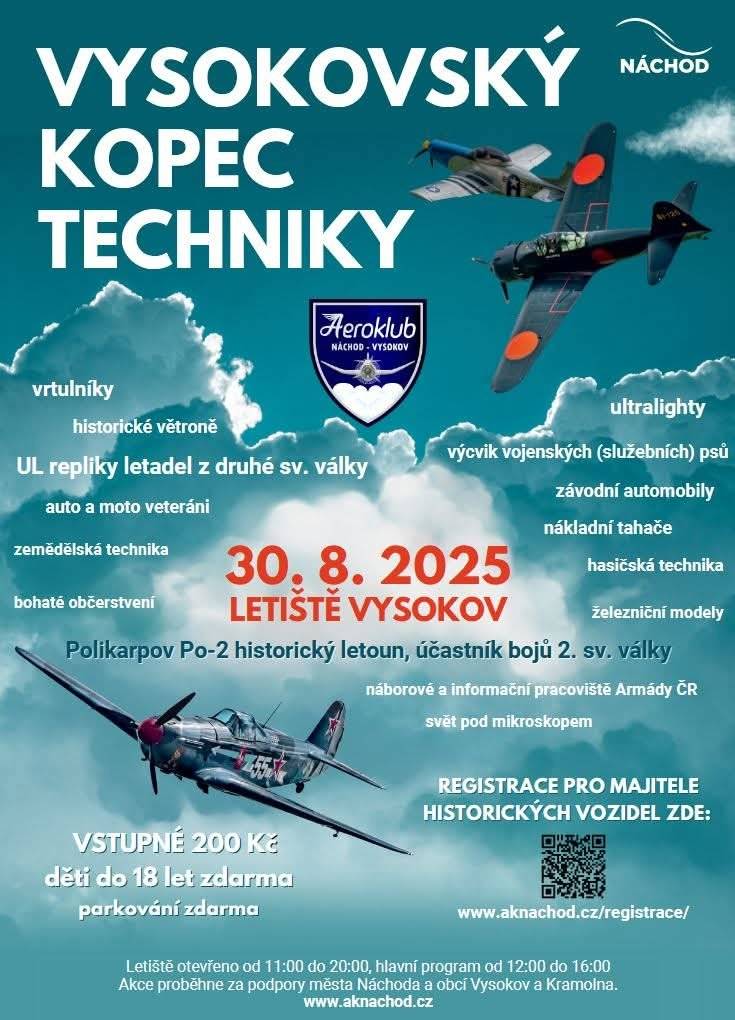 Sobota 30.8.2025 od 11 hodin - letiště Vysokov