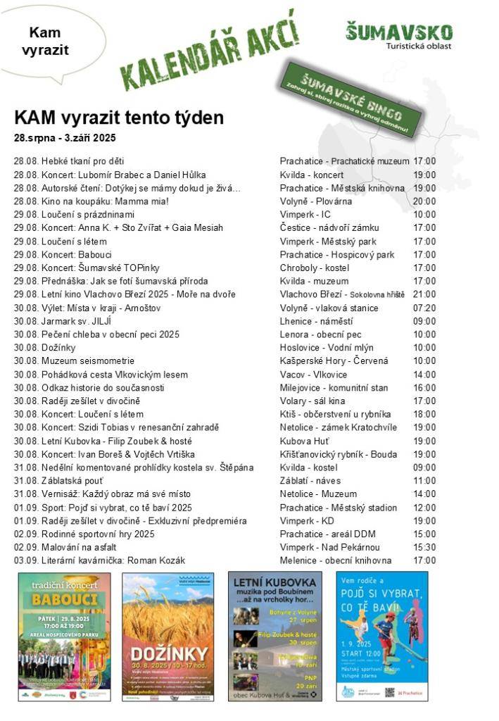 Kalendář akcí pro 35. týden 2025