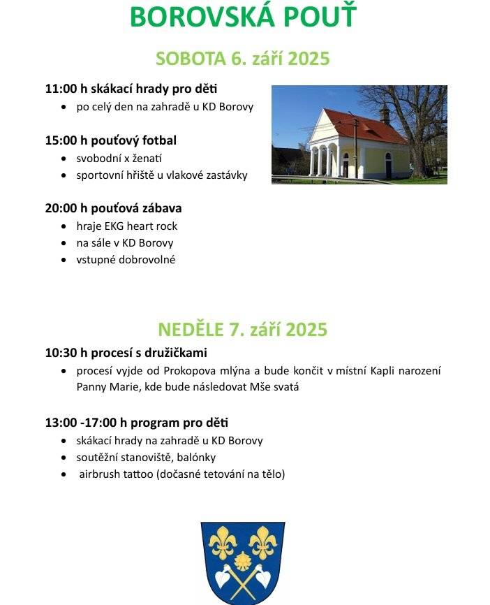 Víkendový harmonogram