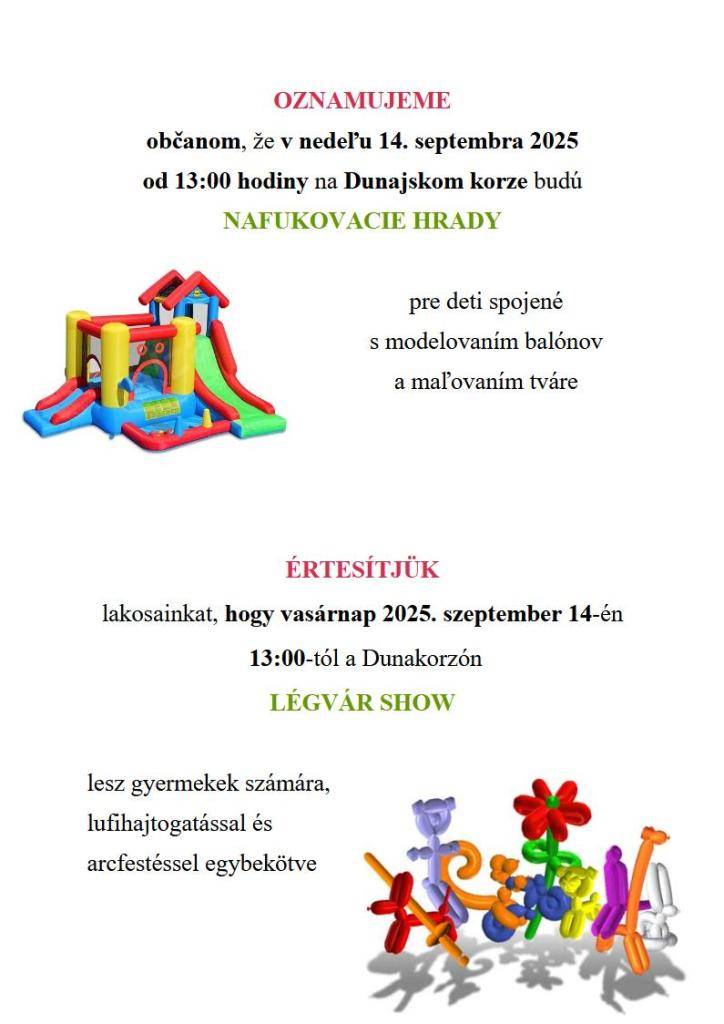 Hody v Kravanoch nad Dunajom sa uskutočnia v nedeľu 14. septembra 2025 od 13:00 hodiny na Dunajskom korze  A karvai búcsú 2025. szeptember 14-én vasárnap 13:00 órától kerül megrendezésre a Dunakorzó