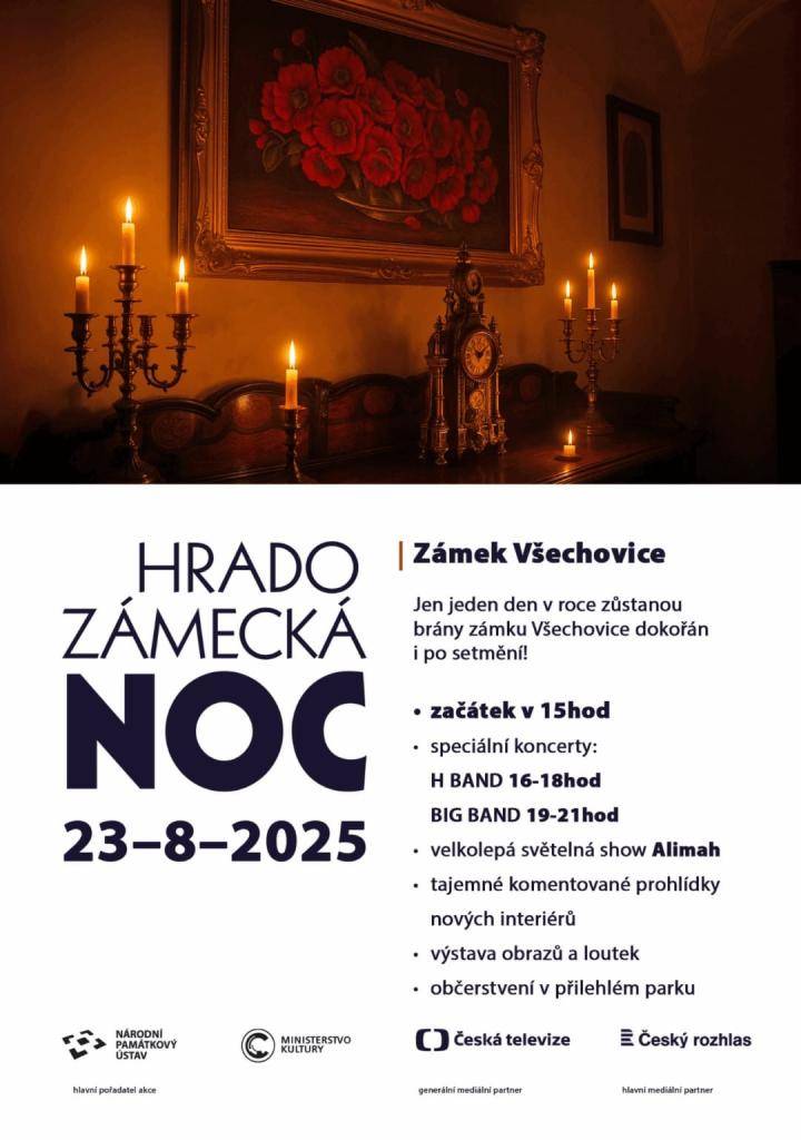Hradozámecká noc - Zámek Všechovice 23.8.2025