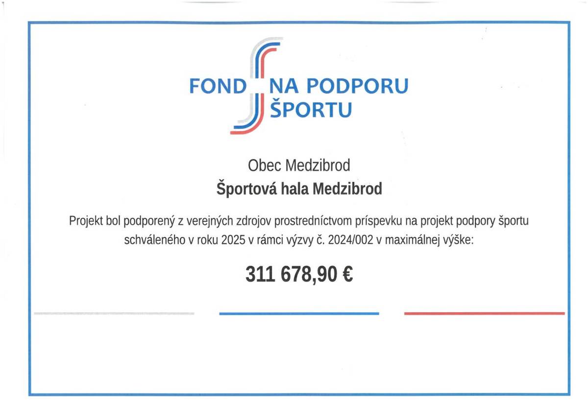 Projekt podporený z verejných zdrojov Fondu na podporu športu