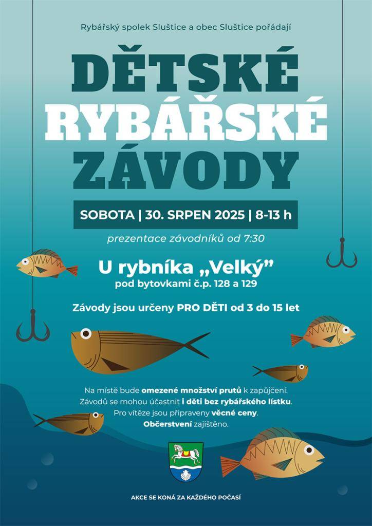 v sobotu 30.8.2025 od 08:00 do 13:00hodin u rybníka "Velký" ve Slušticích, prezentace od 7:30hodi