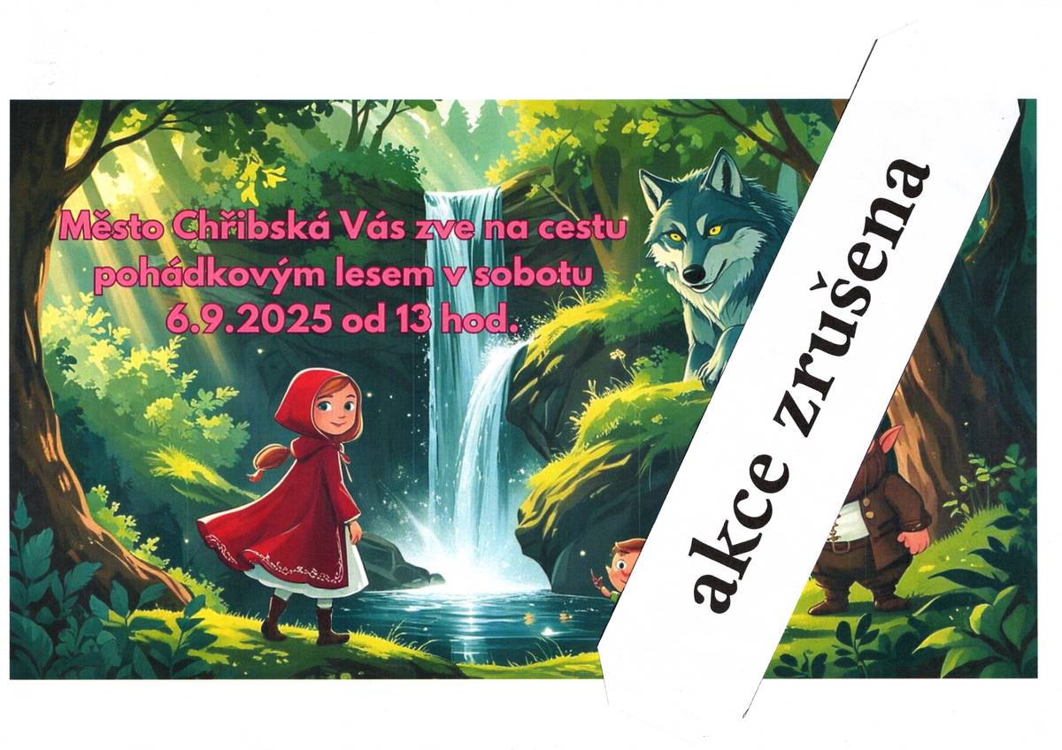 Vážení občané, děti a rodiče! Letošní pohádkový les ve Chřibské se z provozních důvodů ruší. Uvidíme se až příští rok a budeme se na Vás těšit.Organizátoři akce + víly, čerti, vodníci, ježibaba, královská rodina...a další 🖐.