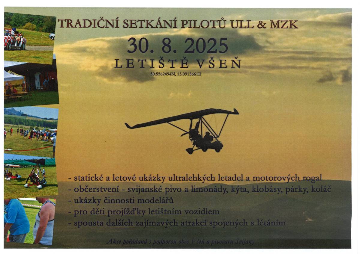 POZVÁNÍ NA TRADIČNÍ SETKÁNÍ PILOTŮ  30. 8. 2025 LETIŠTĚ VŠEŇ