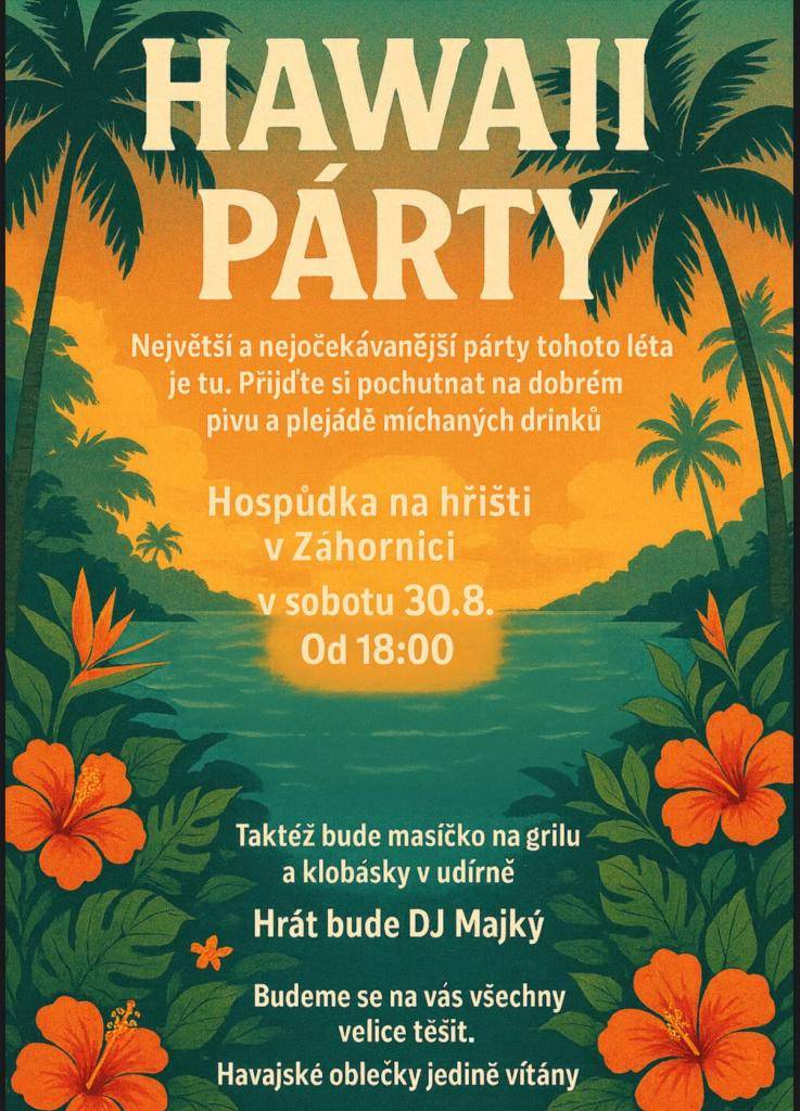 Kdy? 30.8.2025  Kde? Hospůdka na hřišti  V kolik? 18:00 hodi