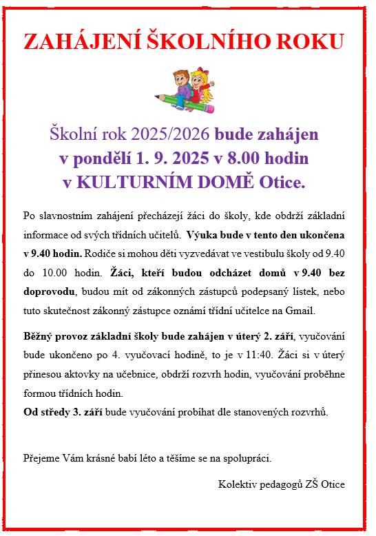 Zahájení školního roku 2025/2026