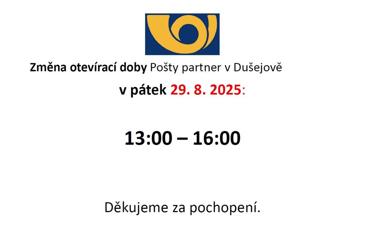 Tento pátek 29.8.2025 otevřeno 13:00-16:00