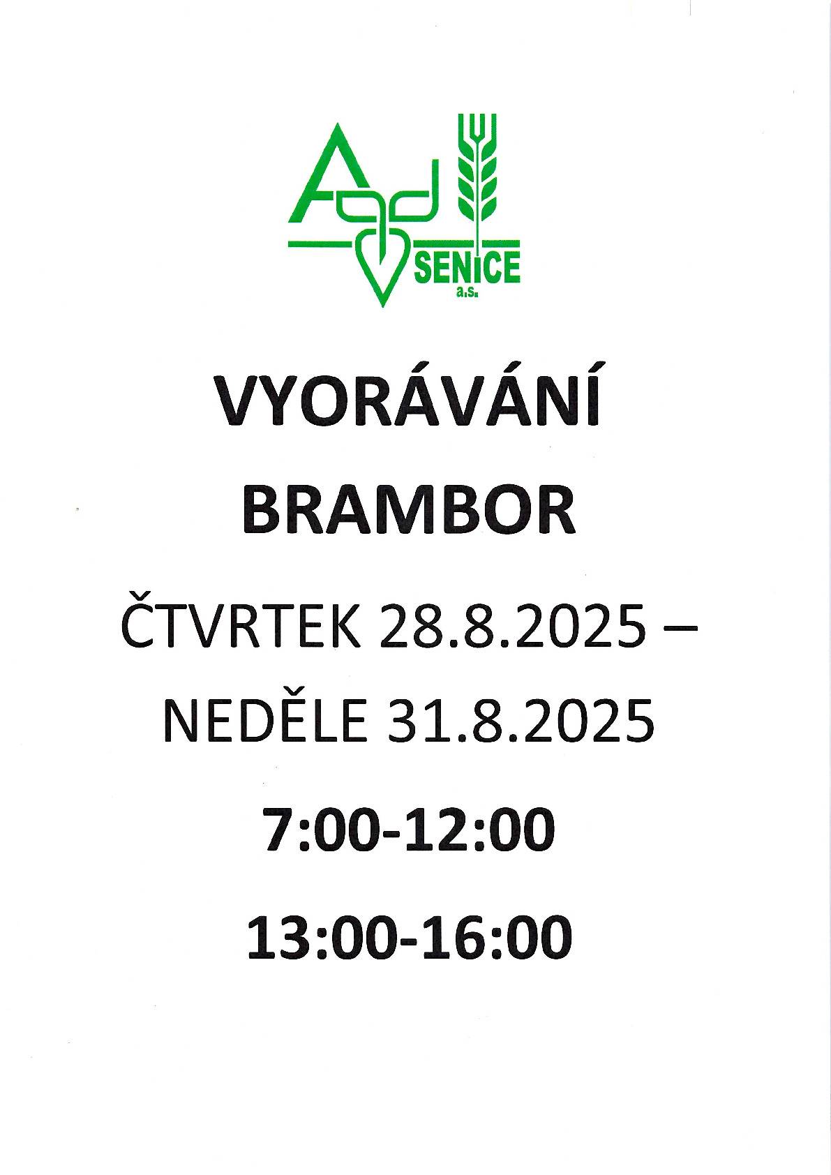 Vyorávání brambor 2025