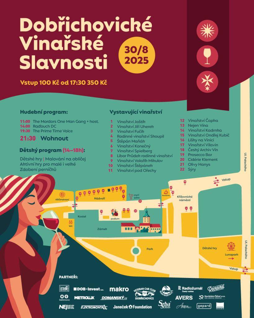 V sobotu 30. srpna bude z důvodu konání vinařských slavností uzavřena část cyklostezky v úseku od růžových laviček k zámku.  Pěší i cyklisté mohou využít objízdnou trasu po ulici 5. května, která vede souběžně s cyklostezkou (napojení je možné u růžových laviček).  Děkujeme za ohleduplnost.