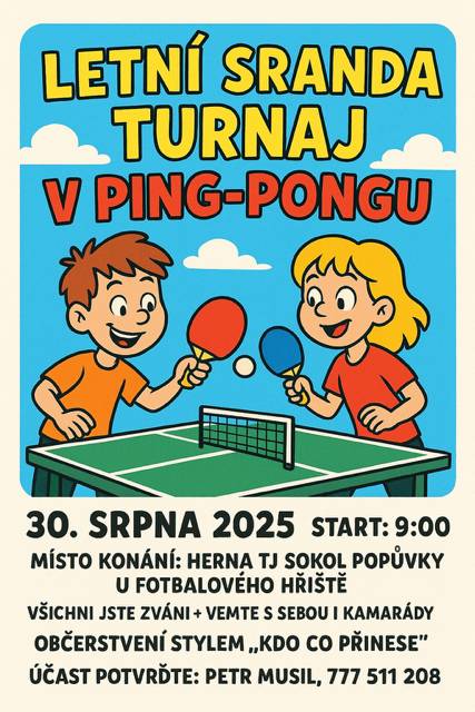Turnaj v ping-pongu - pozvánka