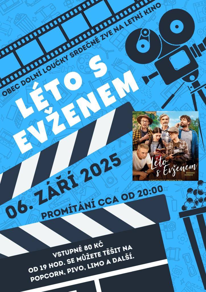 V sobotu 6. září se na hasičském cvičišti pod Hradiskem uskuteční druhé promítání letního kina. Promítán bude rodinný film Léto s Evženem. Na akci jsou zváni všichni od dětí až po seniory. Nebude chybět popcorn a další občerstvení.