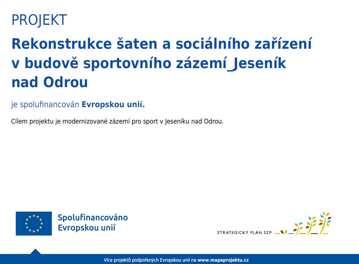 Rekonstrukce šaten a sociálního zařízení v budově sportovního zázemí_Jeseník nad Odrou